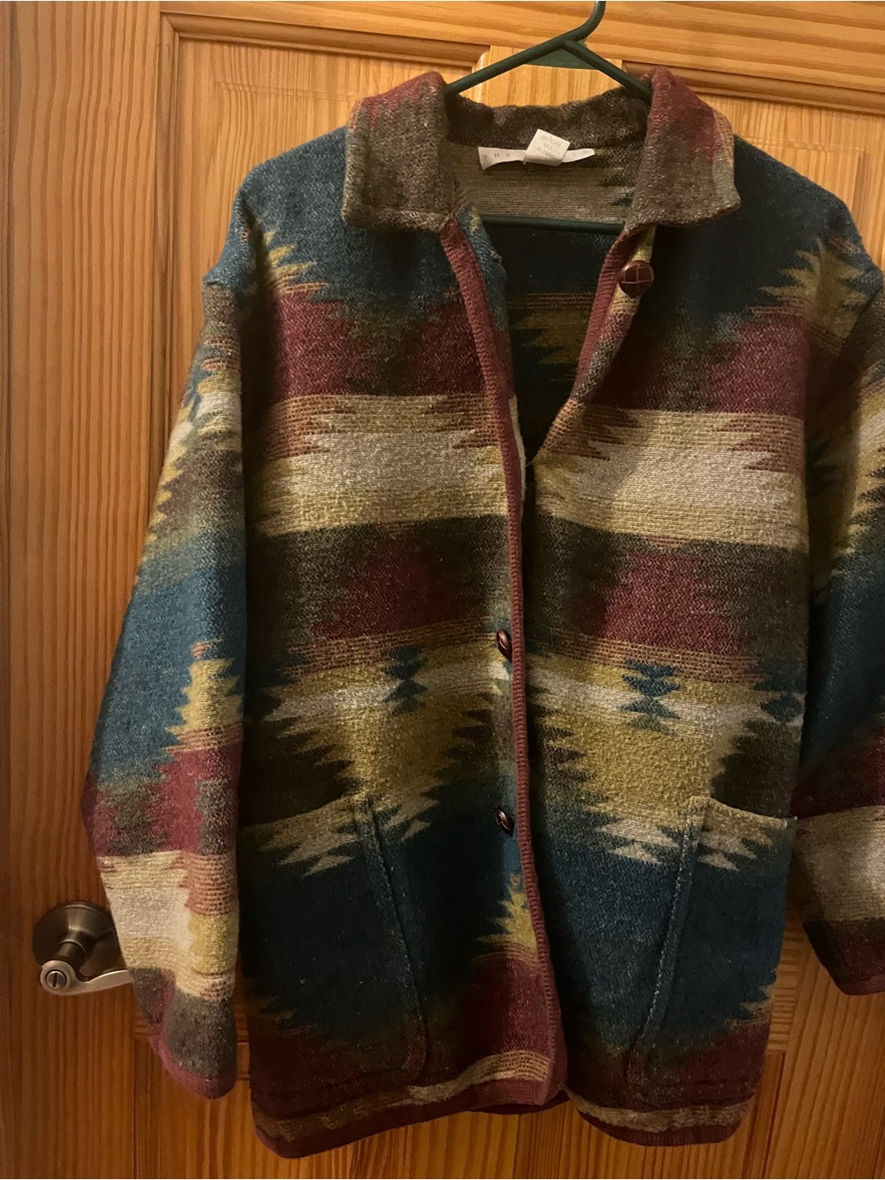 Women’s Multi-Color Wool Blend Patterned Coat